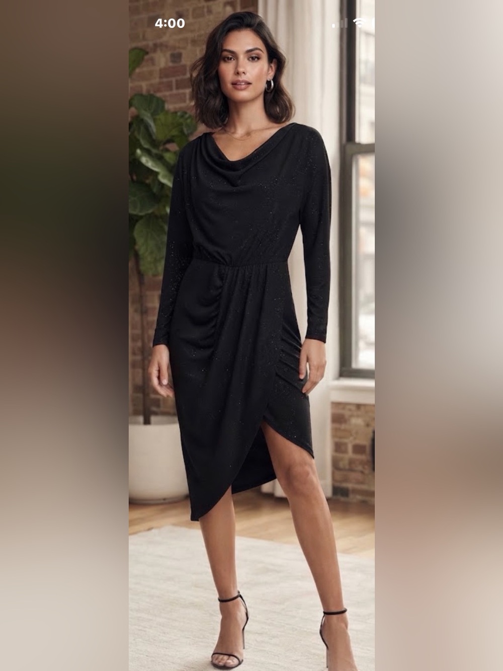 Gilli Black Glitter Draped High Low Midi Dress Party Cocktail - Mob Wife
